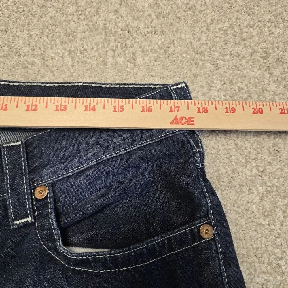 True Religion Mens Knee Patchwork Bootcut‎ With Flap Dark Wash Denim Jeans Sz 34